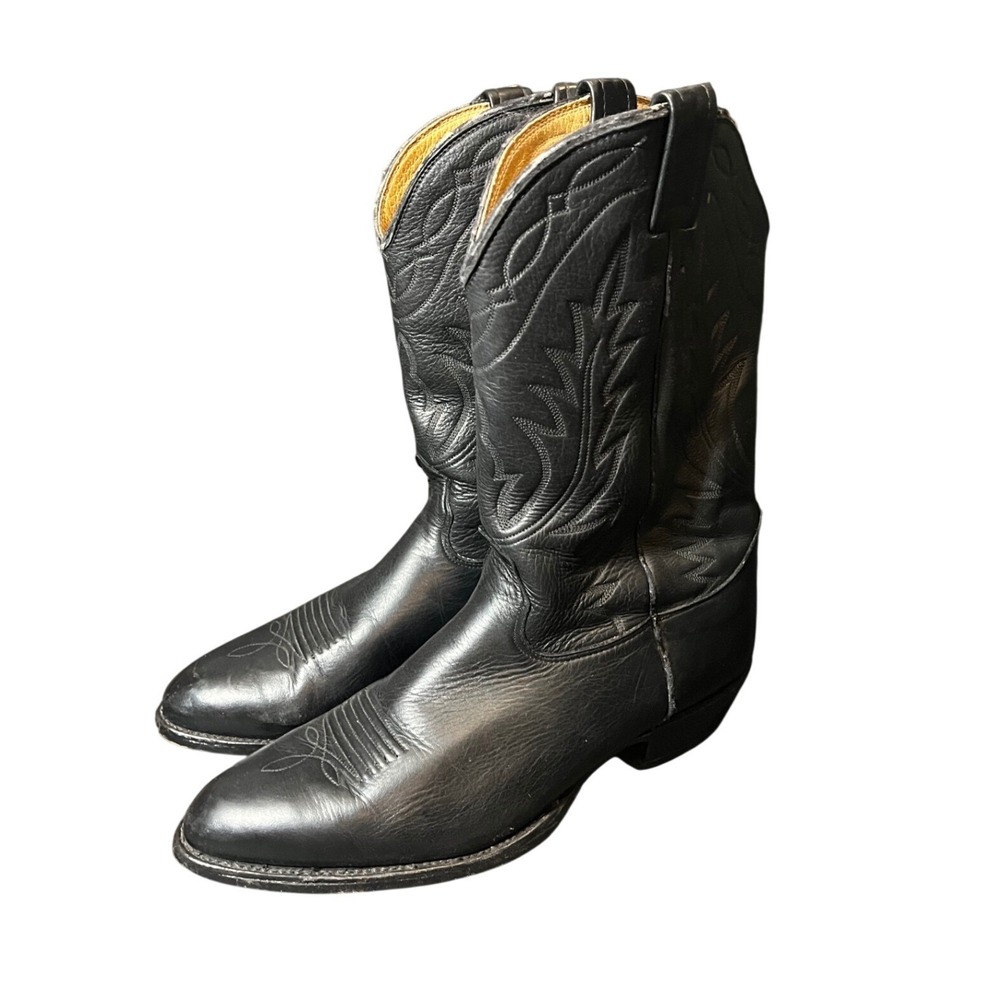 Nocona 7501 Black Deertan Leather Western Cowboy Boot‎ Men's Size 10.5 Country
